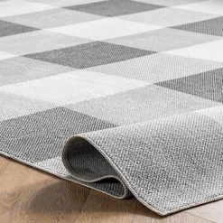Hot Kirklands Home Gray Buffalo Plaid Washable Area Rug, 5x8