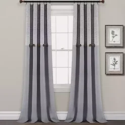 Clearance Kirklands Home Gray Button and Stripe Curtain Panel Set, 95 in.