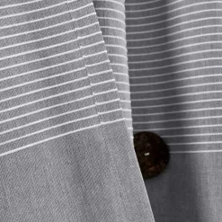 Clearance Kirklands Home Gray Button and Stripe Curtain Panel Set, 95 in.