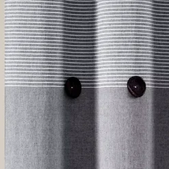 Best Kirklands Home Button and Stripe Shower Curtain Gray