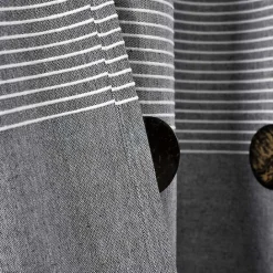Best Kirklands Home Button and Stripe Shower Curtain Gray