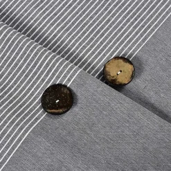 Best Kirklands Home Button and Stripe Shower Curtain Gray