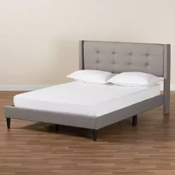 Hot Kirklands Home Button Tufted Headboard Full Platform Bed Gray
