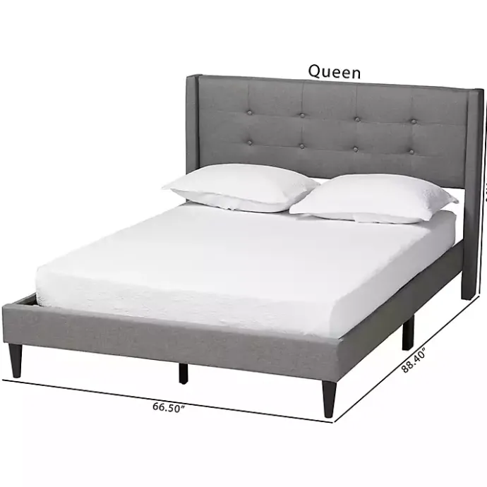 Hot Kirklands Home Button Tufted Headboard Full Platform Bed Gray