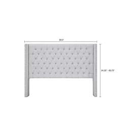 Sale Kirklands Home Button Tufted Nailhead Trim Queen Headboard Gray