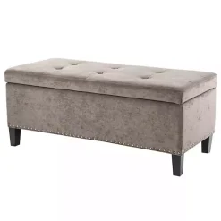 Kirklands Home Button Tufted Storage Bench Gray