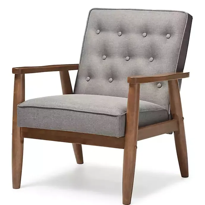 Online Kirklands Home Button-Tufted Sawyer Accent Chair Gray