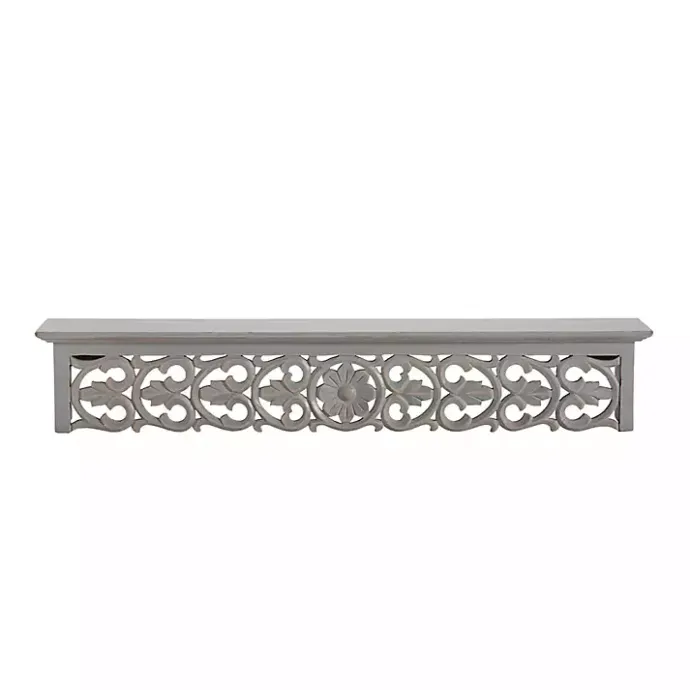 Sale Kirklands Home Gray Carved Floral Decorative Wall Shelf