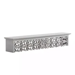 Sale Kirklands Home Gray Carved Floral Decorative Wall Shelf