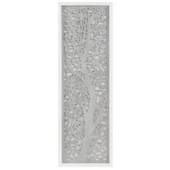 Hot Kirklands Home Carved Wood Laurel Branches Panel Wall Plaque Gray