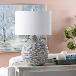 New Kirklands Home Ceramic Braid Table Lamp Gray