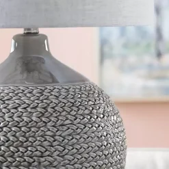 New Kirklands Home Ceramic Braid Table Lamp Gray