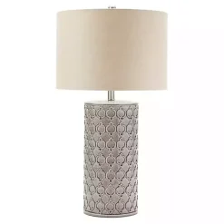 Outlet Kirklands Home Ceramic Embossed Geometric Table Lamp Gray