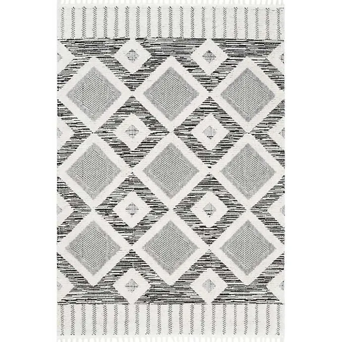 Online Kirklands Home Gray Checkered Tiles Area Rug with Tassels, 5x7