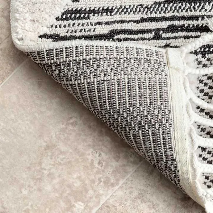 Online Kirklands Home Gray Checkered Tiles Area Rug with Tassels, 5x7