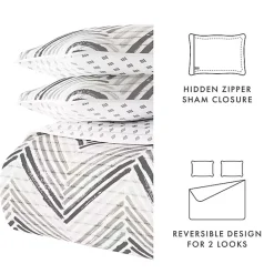 Online Kirklands Home Gray Chevron Reversible 3-pc. King Quilt Set