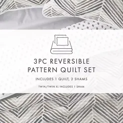 Online Kirklands Home Gray Chevron Reversible 3-pc. King Quilt Set