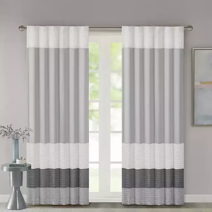 Clearance Kirklands Home Gray Color Block Striped Curtain Panel, 84 in.