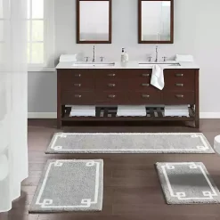 New Kirklands Home Cotton Tufted Bath Mat with Border, 30 in. Gray