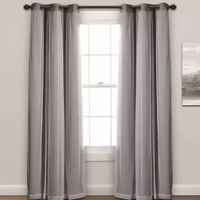 Clearance Kirklands Home Curtain Panel Set with Overlay, 84 in. Gray