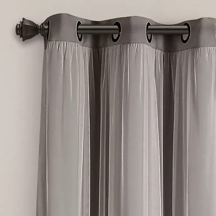 Clearance Kirklands Home Curtain Panel Set with Overlay, 84 in. Gray