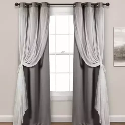 Clearance Kirklands Home Curtain Panel Set with Overlay, 95 in. Gray