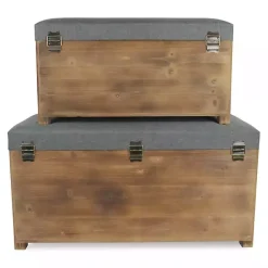 New Kirklands Home Cushioned Storage Benches, Set of 2 Gray
