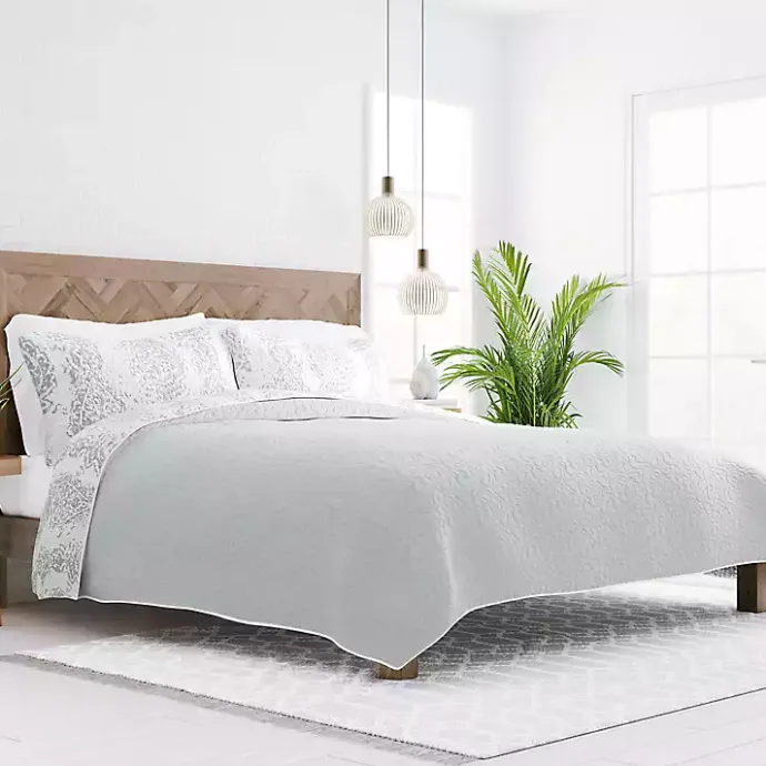 Outlet Kirklands Home Gray Damask Reversible 2-pc. Twin Quilt Set