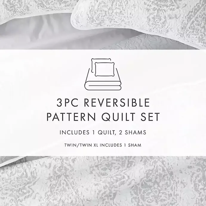 Outlet Kirklands Home Gray Damask Reversible 2-pc. Twin Quilt Set