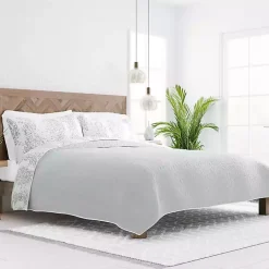 Best Kirklands Home Gray Damask Reversible 3-pc. Queen Quilt Set