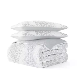 Best Kirklands Home Gray Damask Reversible 3-pc. Queen Quilt Set