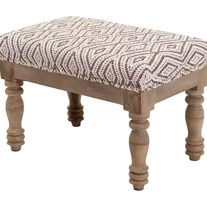 New Kirklands Home Gray Diamond Upholstered Ottoman