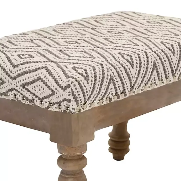 New Kirklands Home Gray Diamond Upholstered Ottoman