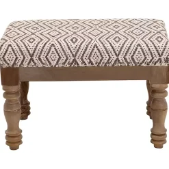 New Kirklands Home Gray Diamond Upholstered Ottoman