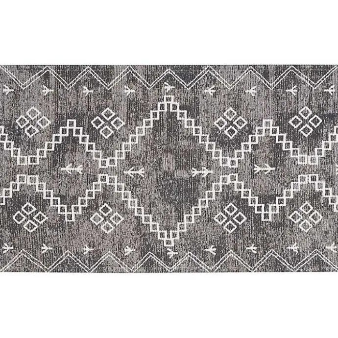 Outlet Kirklands Home Gray Distressed Geo Markings Accent Rug, 2x3