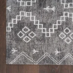Outlet Kirklands Home Gray Distressed Geo Markings Accent Rug, 2x3