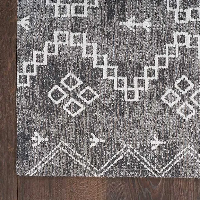 Outlet Kirklands Home Gray Distressed Geo Markings Accent Rug, 2x3