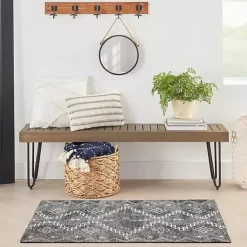 Outlet Kirklands Home Gray Distressed Geo Markings Accent Rug, 2x3