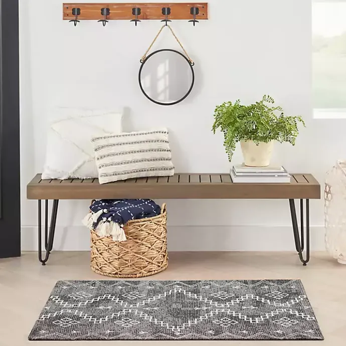 Outlet Kirklands Home Gray Distressed Geo Markings Accent Rug, 2x3