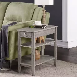 Kirklands Home Double Shelf Wood Accent Table Gray