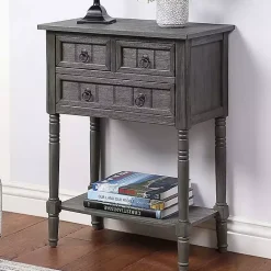 Discount Kirklands Home 3-Drawer Turned Legs Accent Table Gray
