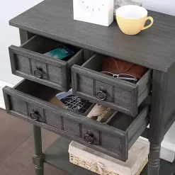 Discount Kirklands Home 3-Drawer Turned Legs Accent Table Gray