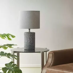Outlet Kirklands Home Embossed Ceramic Bayard Table Lamp Gray