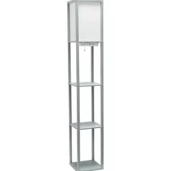 Hot Kirklands Home Etagere Shelf Charging Floor Lamp Gray