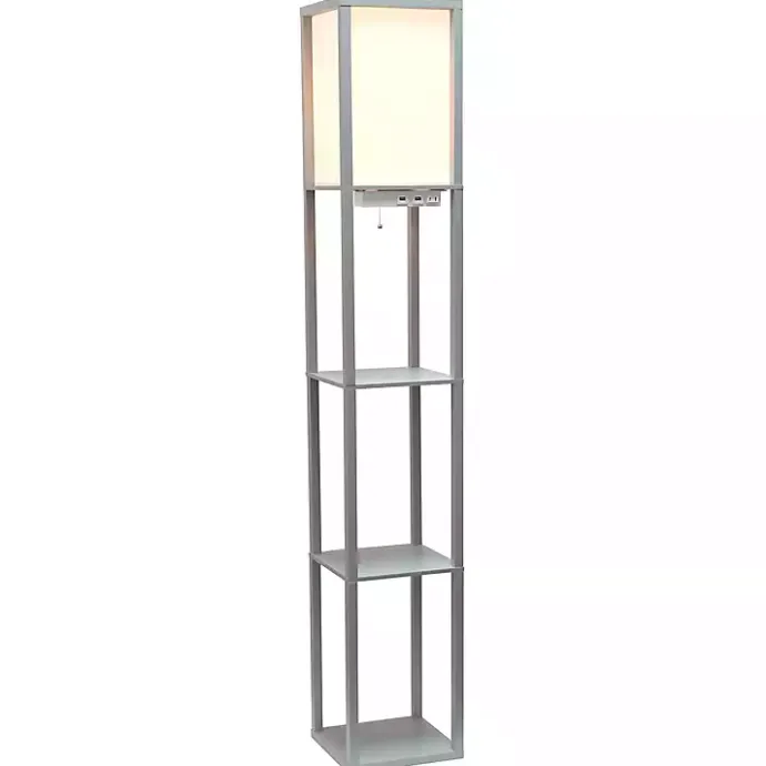 Hot Kirklands Home Etagere Shelf Charging Floor Lamp Gray