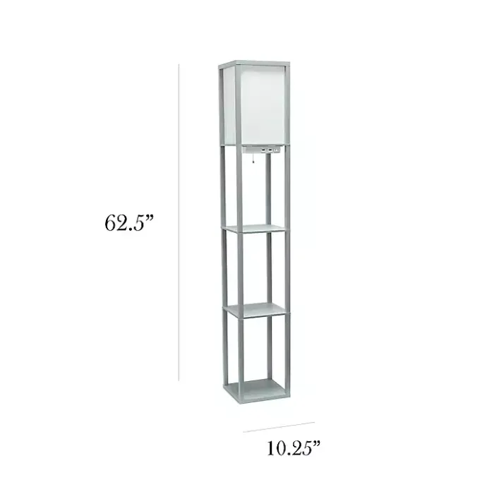 Hot Kirklands Home Etagere Shelf Charging Floor Lamp Gray