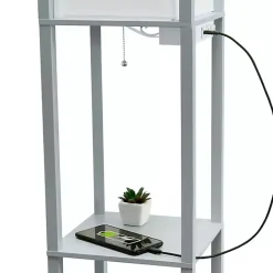 Hot Kirklands Home Etagere Shelf Charging Floor Lamp Gray