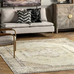 Outlet Kirklands Home Gray Faded Medallion Washable Area Rug, 4x6