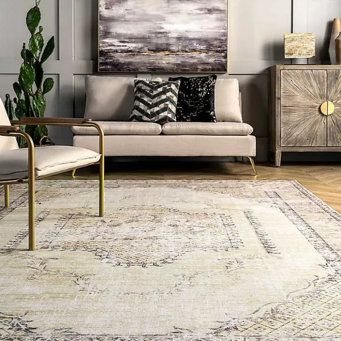 Online Kirklands Home Gray Faded Medallion Washable Area Rug, 5x8