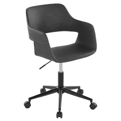 Kirklands Home Faux Leather & Black Marshall Office Chair Gray
